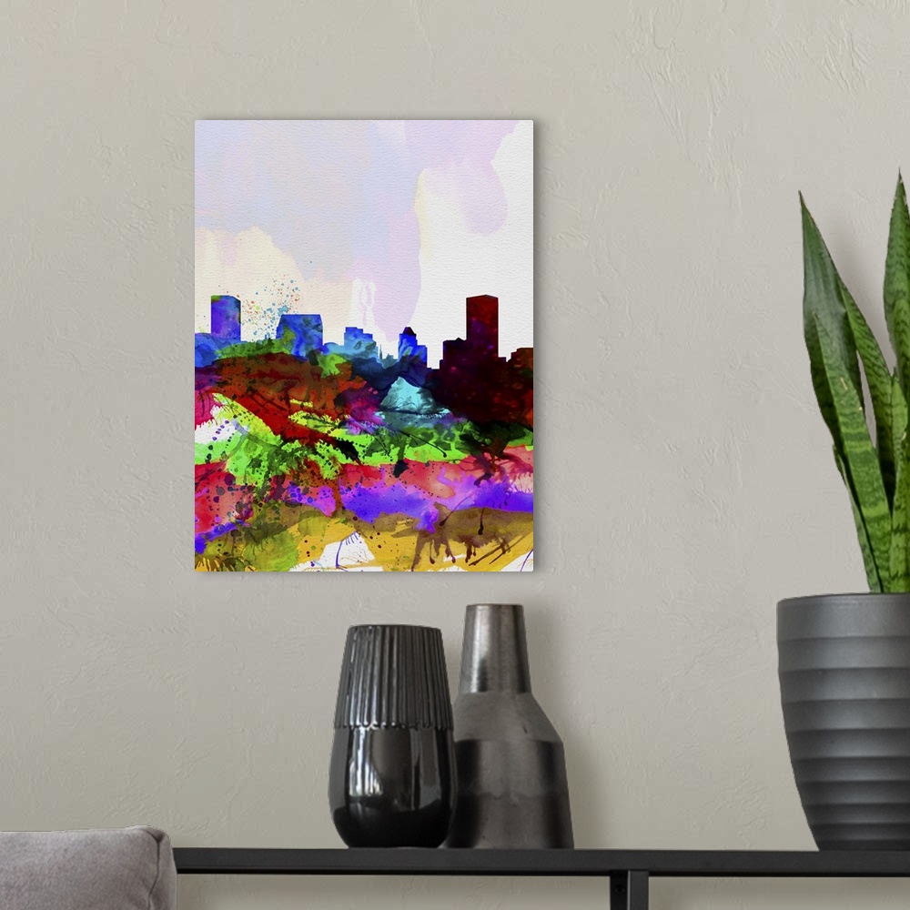A modern room featuring Baltimore Watercolor Skyline