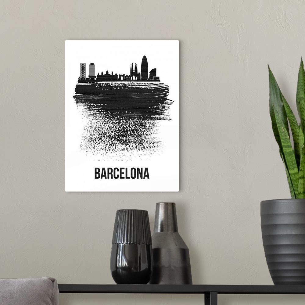 A modern room featuring Barcelona Skyline