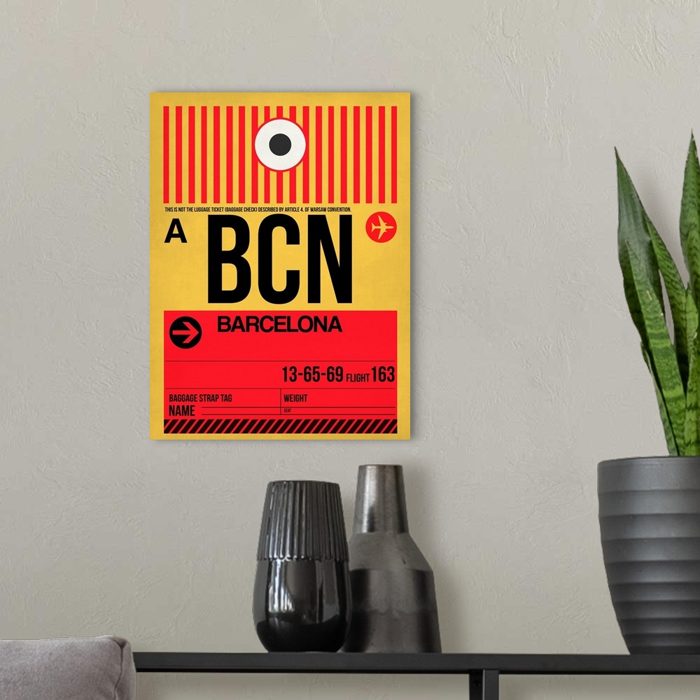 A modern room featuring BCN Barcelona Luggage Tag I