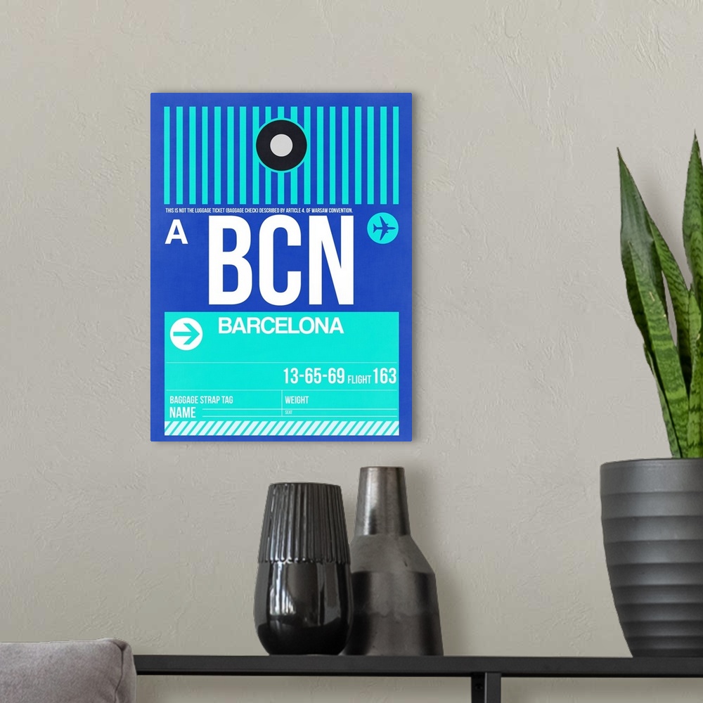A modern room featuring BCN Barcelona Luggage Tag II