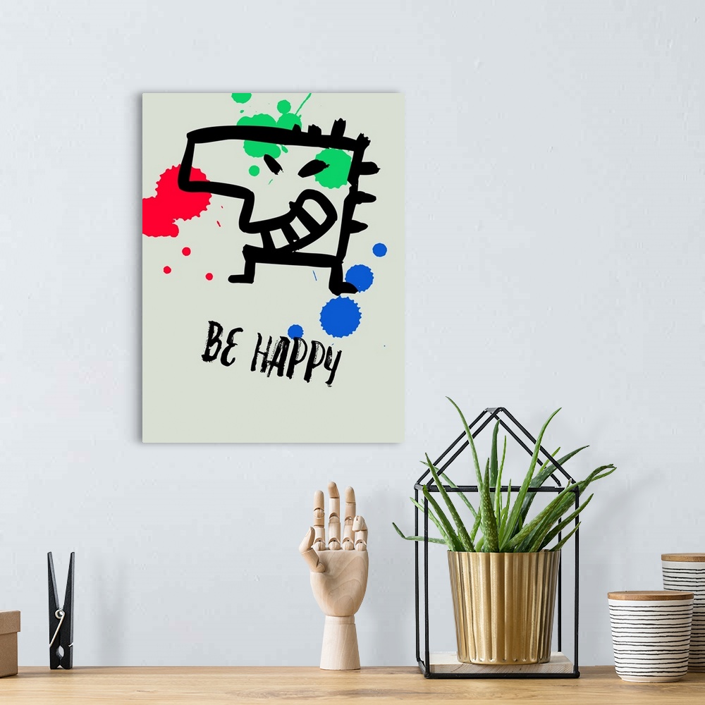 A bohemian room featuring Be Happy Poster I
