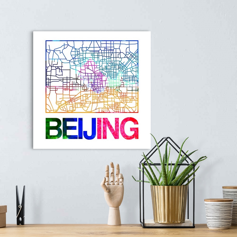 A bohemian room featuring Colorful map of the streets of Beijing, China.