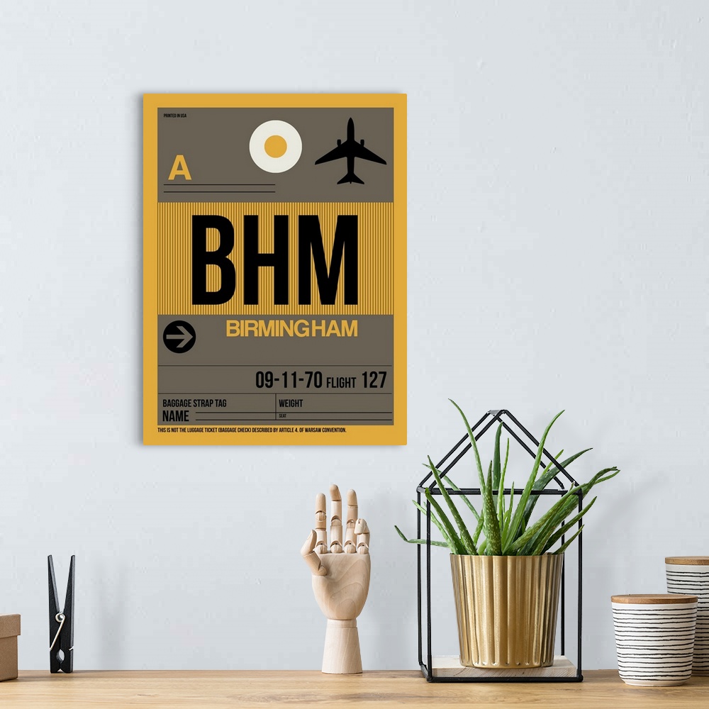 A bohemian room featuring BHM Birmingham Luggage Tag I