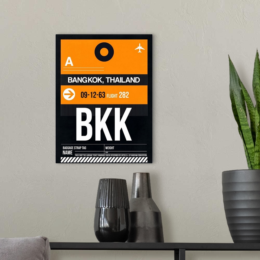 A modern room featuring BKK Bangkok Luggage Tag I