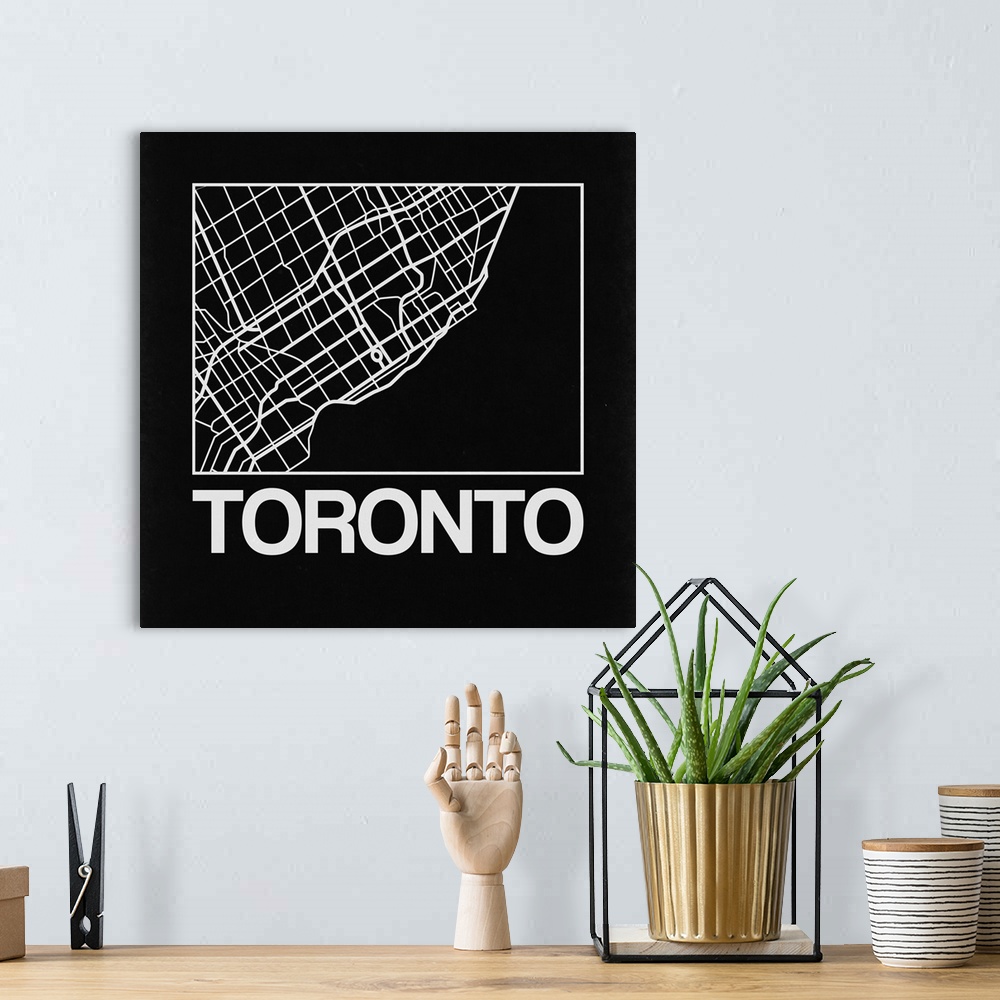 A bohemian room featuring Contemporary minimalist art map of the city streets of Toronto.
