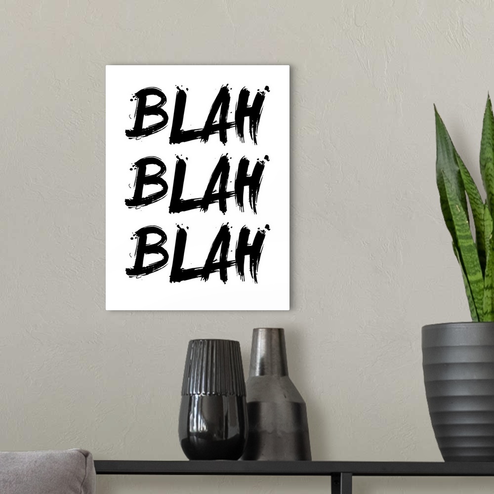 A modern room featuring Blah Blah Blah Poster White