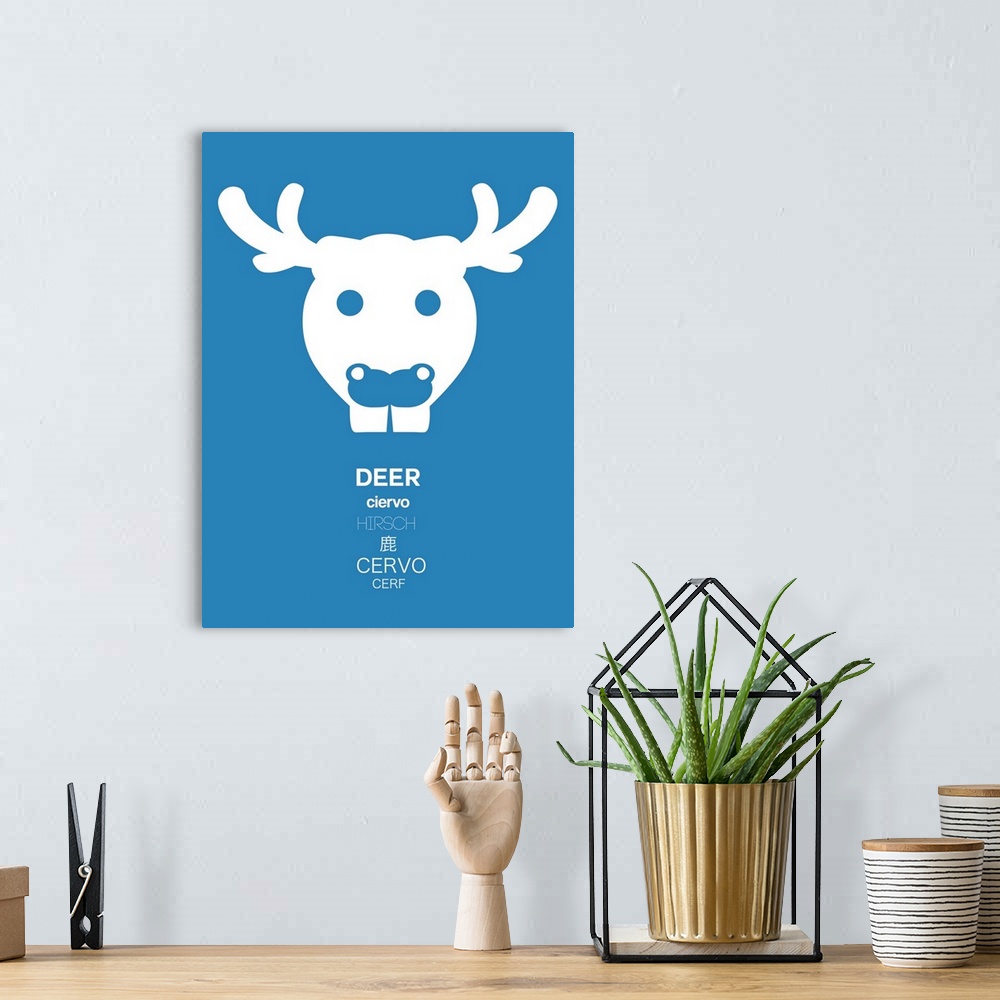 A bohemian room featuring Blue Deer Multilingual Poster
