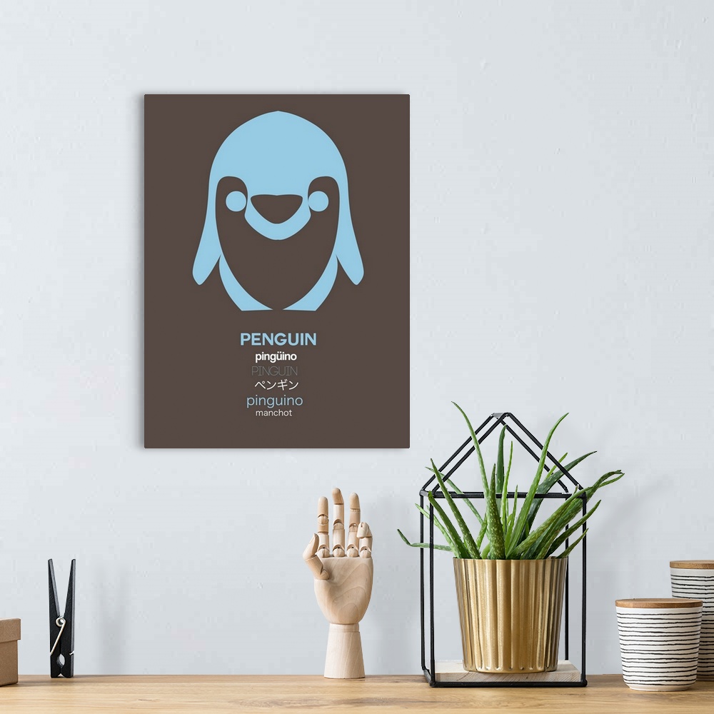 A bohemian room featuring Blue Penguin Multilingual Poster