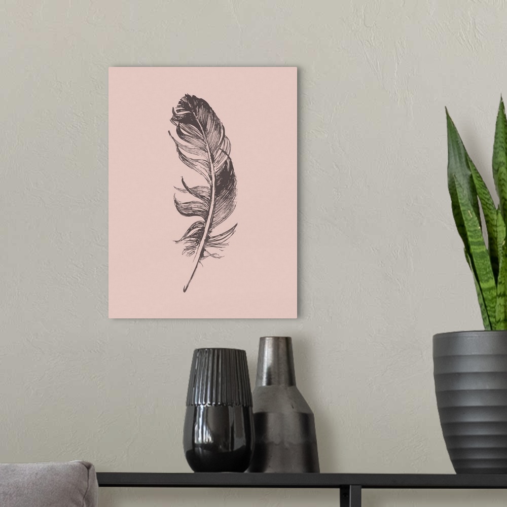 A modern room featuring Blush Pink Feather I