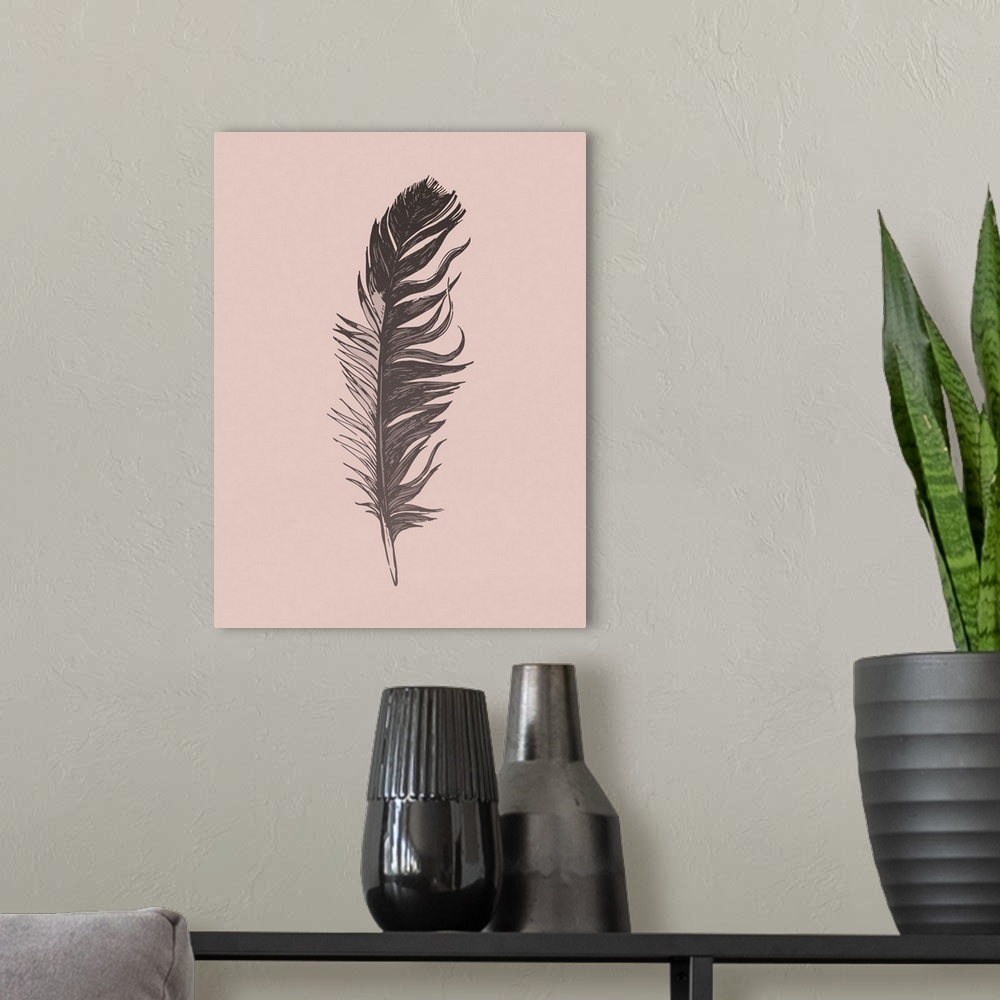 A modern room featuring Blush Pink Feather IV