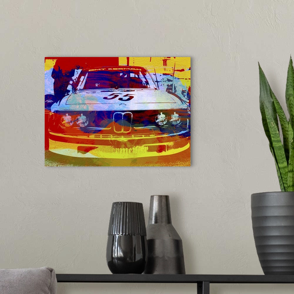 A modern room featuring BMW Racing Watercolor