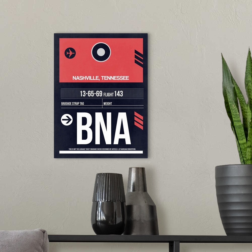 A modern room featuring BNA Nashville Luggage Tag I