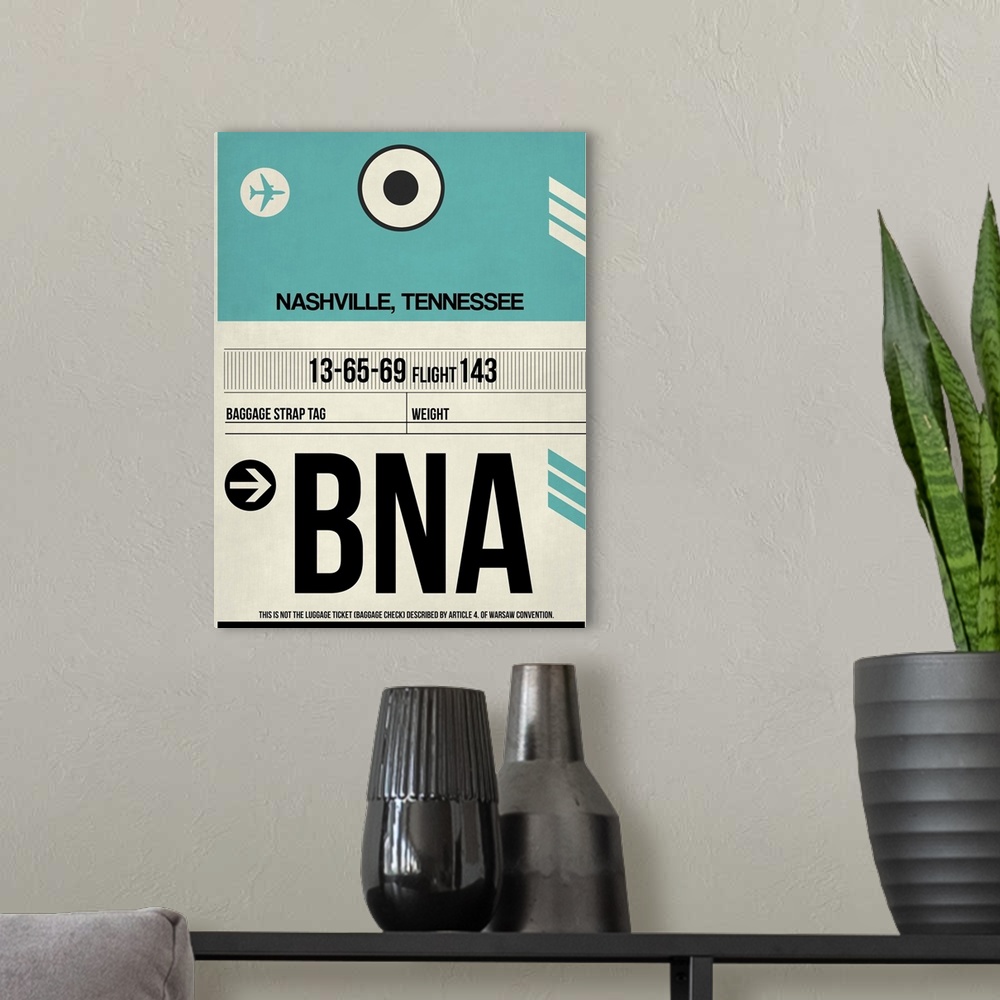 A modern room featuring BNA Nashville Luggage Tag II