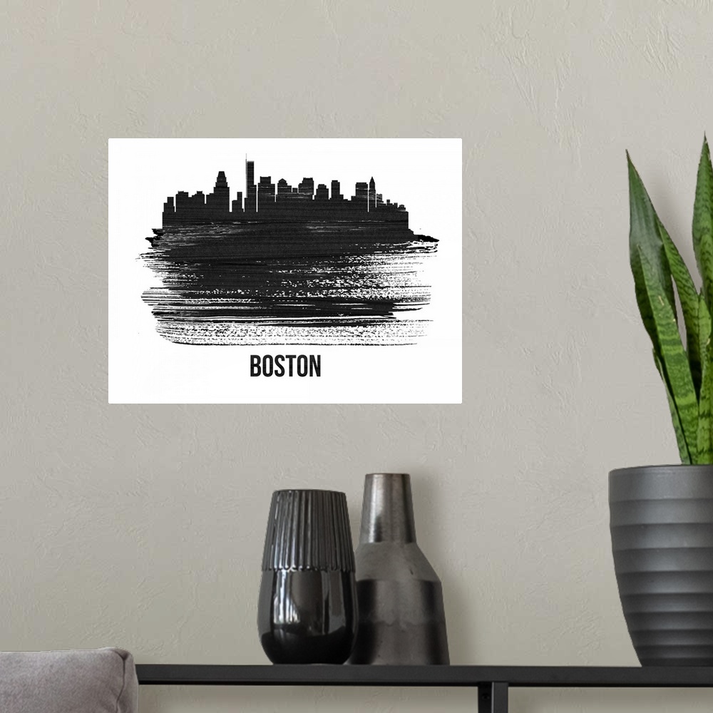 A modern room featuring Boston Skyline