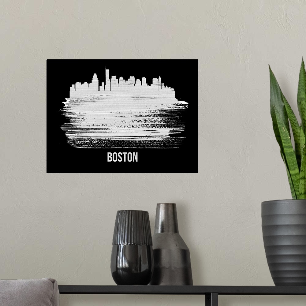 A modern room featuring Boston Skyline