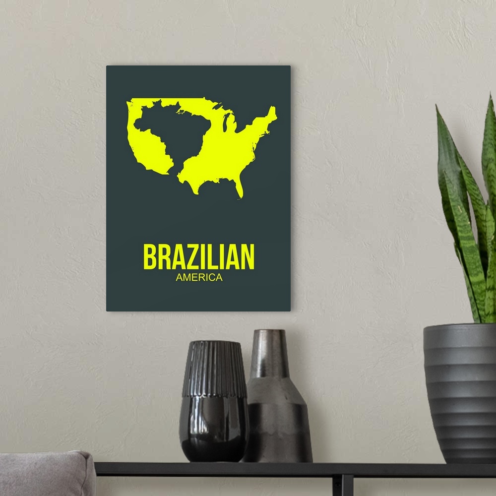 A modern room featuring Brazilian America Poster II