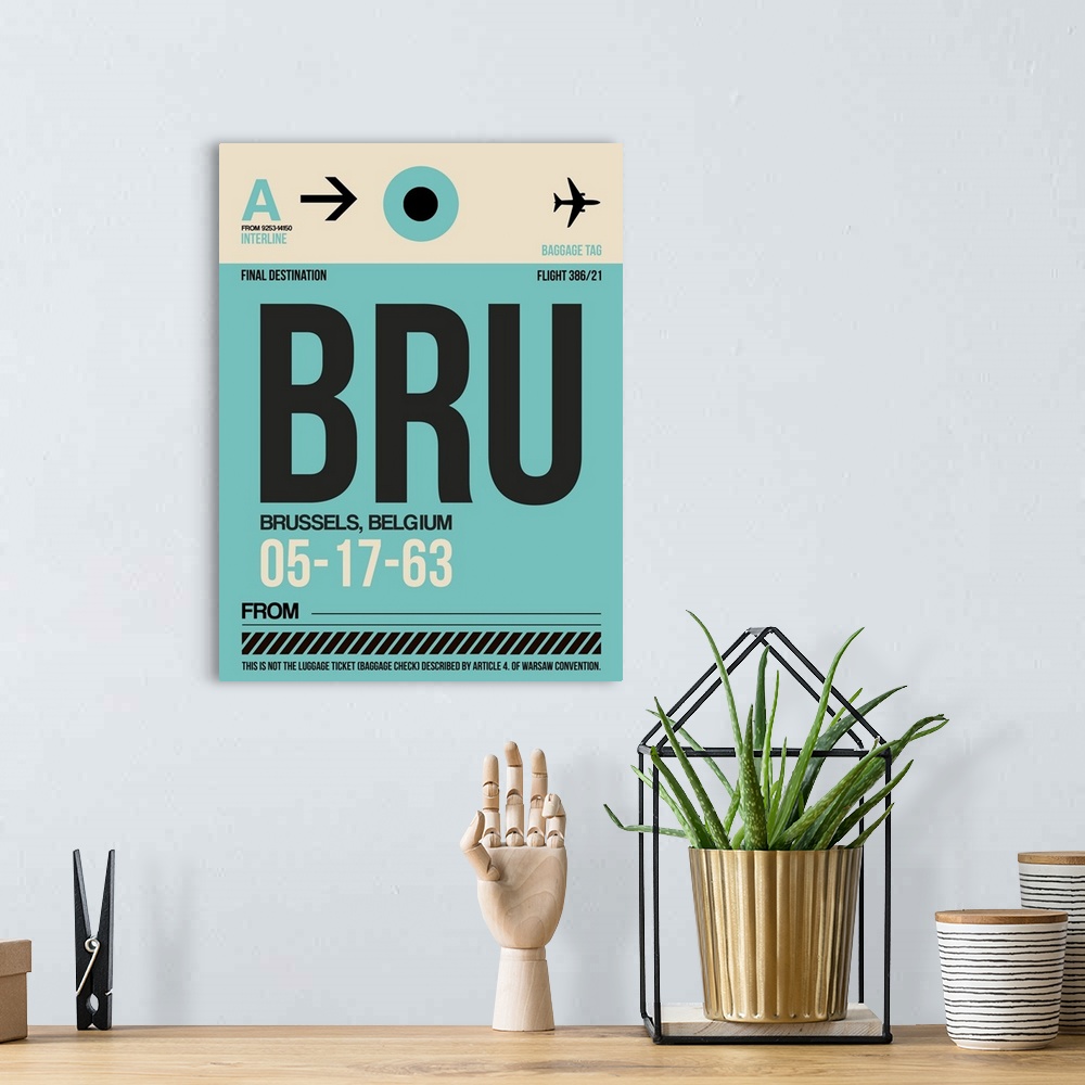 A bohemian room featuring BRU Brussels Luggage Tag I