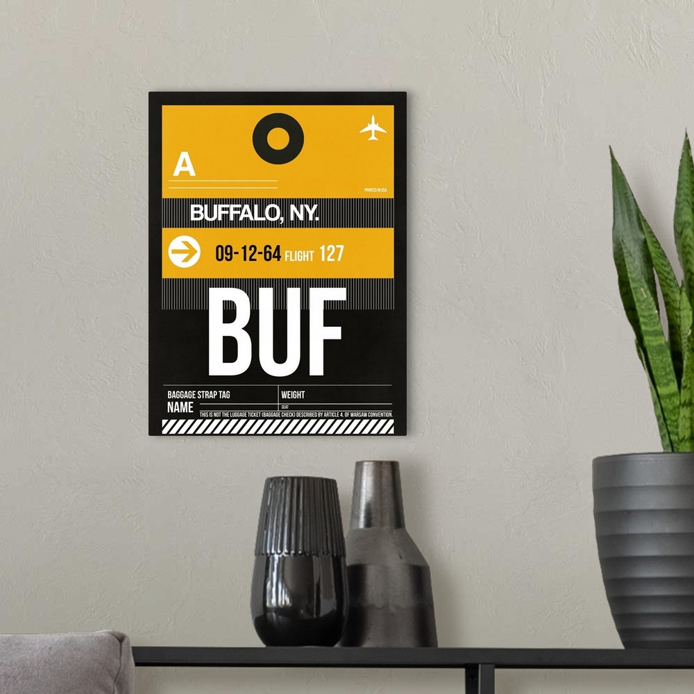 A modern room featuring BUF Buffalo Luggage Tag II