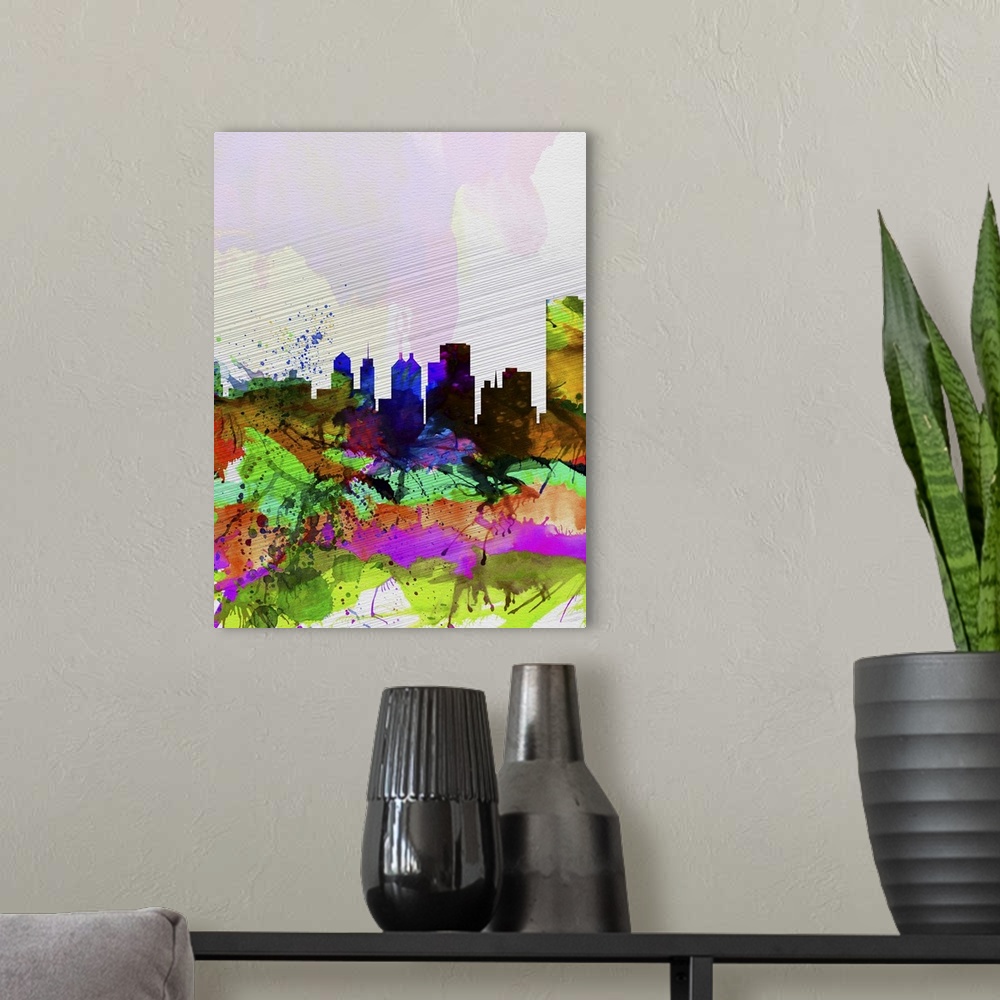 A modern room featuring Buffalo Watercolor Skyline