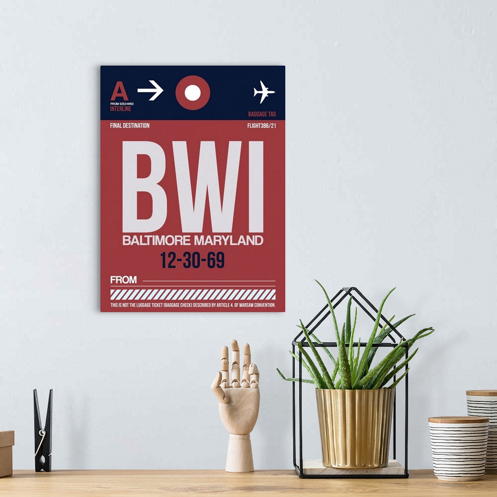 A bohemian room featuring BWI Baltimore Luggage Tag II