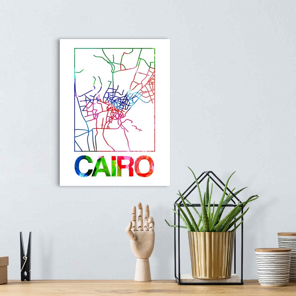A bohemian room featuring Colorful map of the streets of Cairo, Egypt.