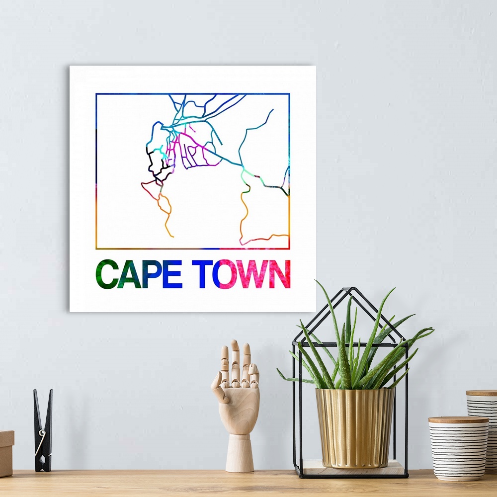 A bohemian room featuring Colorful map of the streets of Cape Town, South Africa.
