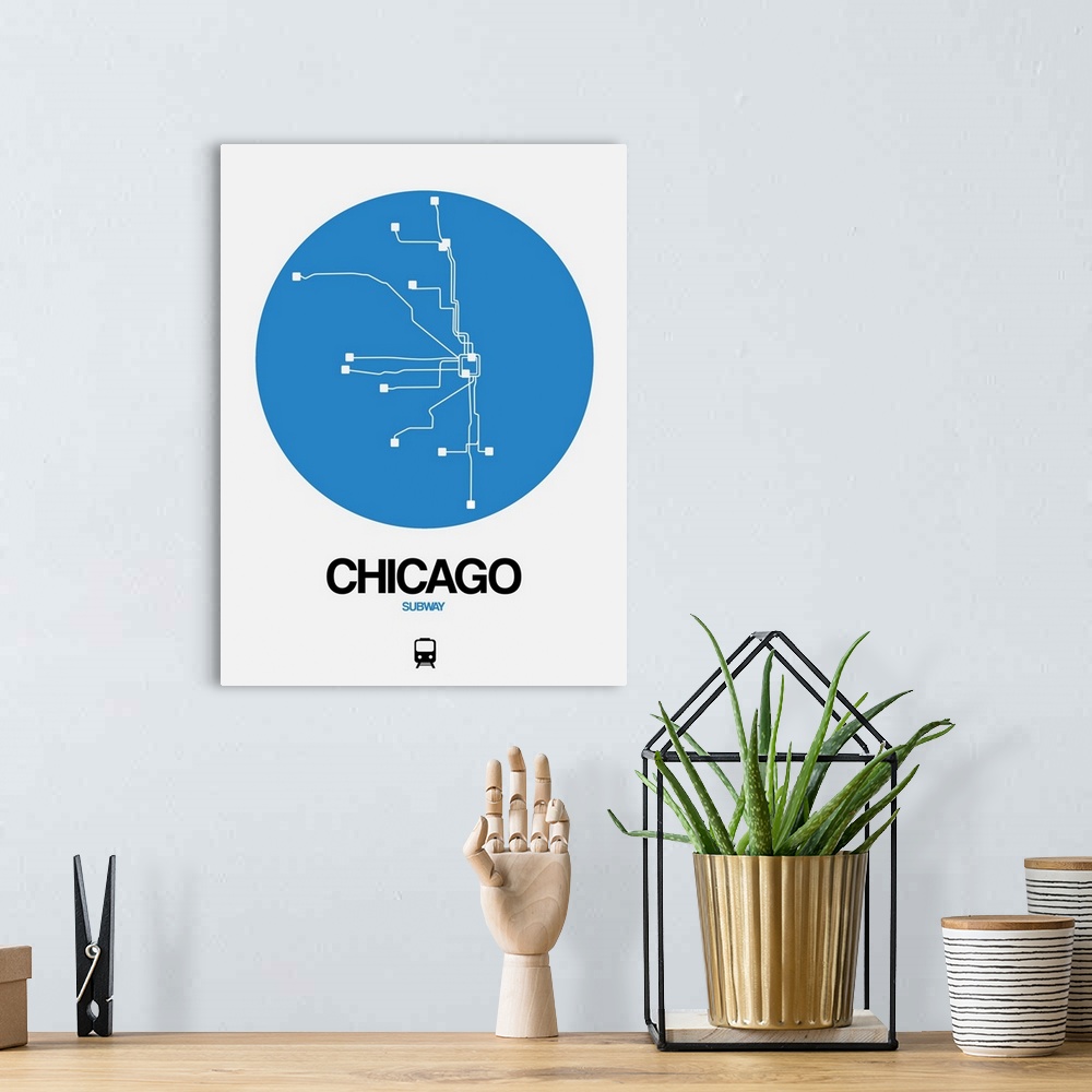 A bohemian room featuring Chicago Blue Subway Map