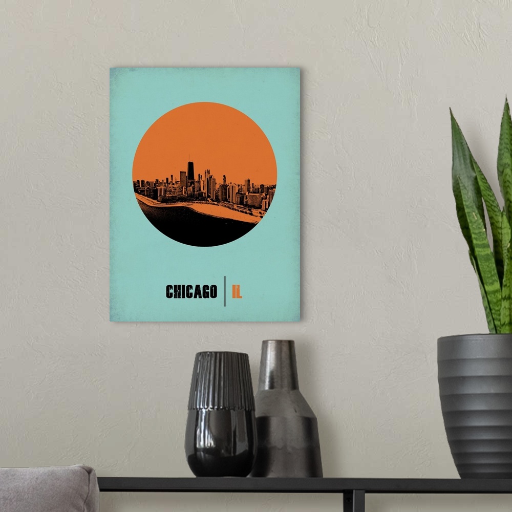 A modern room featuring Chicago Circle Poster I