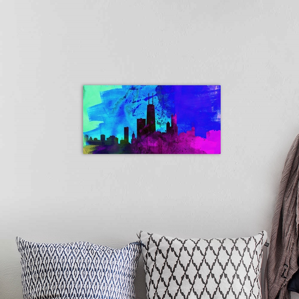 A bohemian room featuring Chicago City Skyline