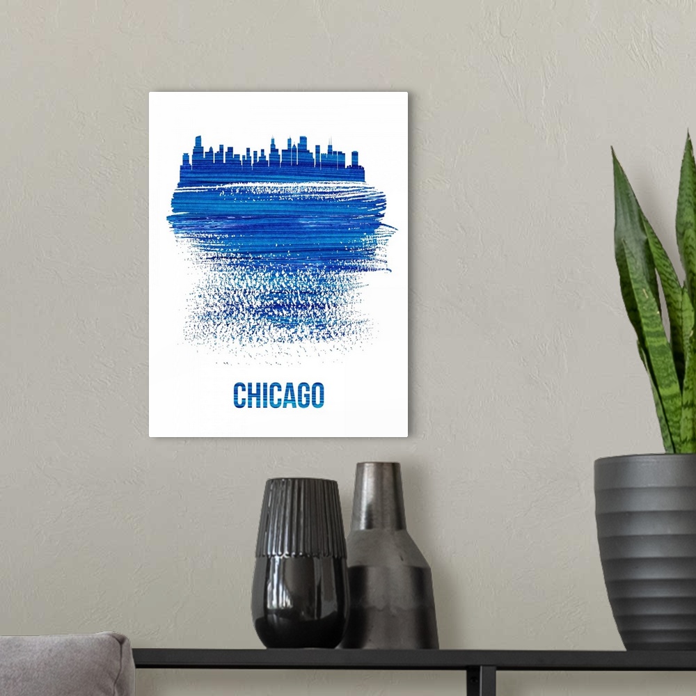 A modern room featuring Chicago Skyline