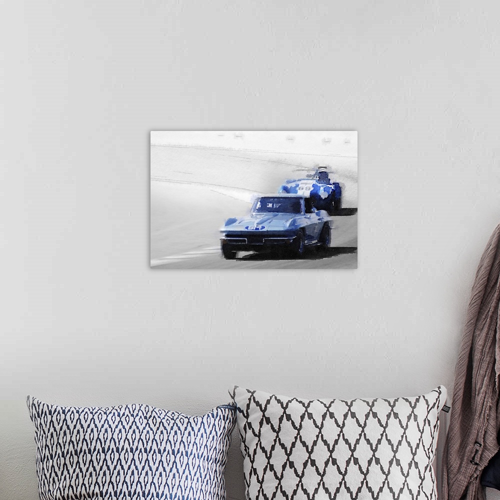 A bohemian room featuring Corvette and AC Cobra Shelby Watercolor