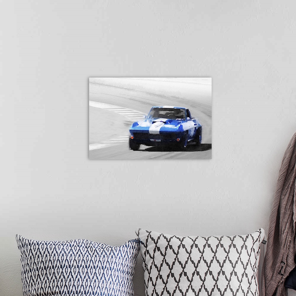 A bohemian room featuring Corvette Stingray Laguna Seca Watercolor