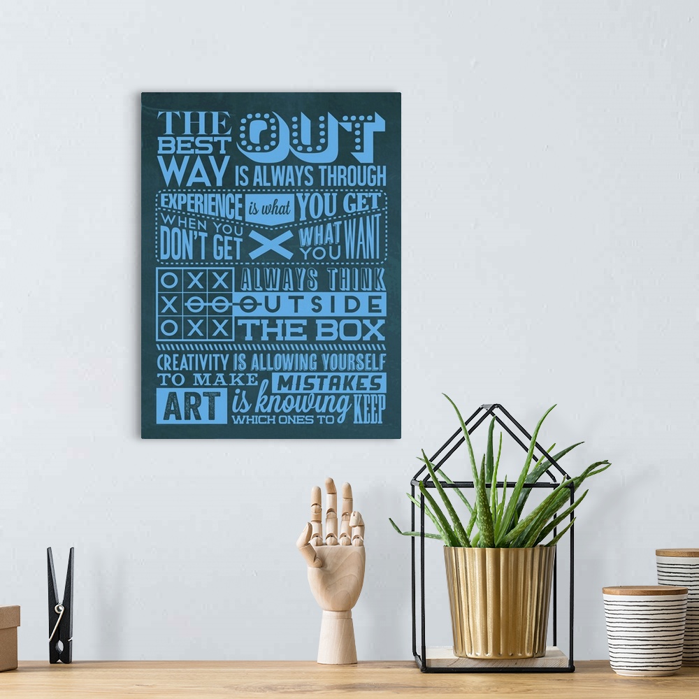 A bohemian room featuring Contemporary chalkboard style typography art.