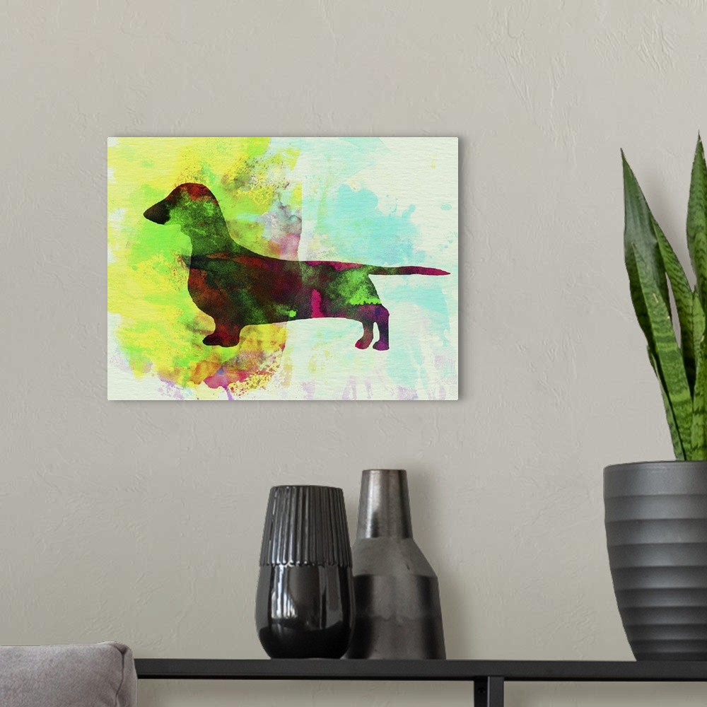 A modern room featuring Dachshund Watercolor