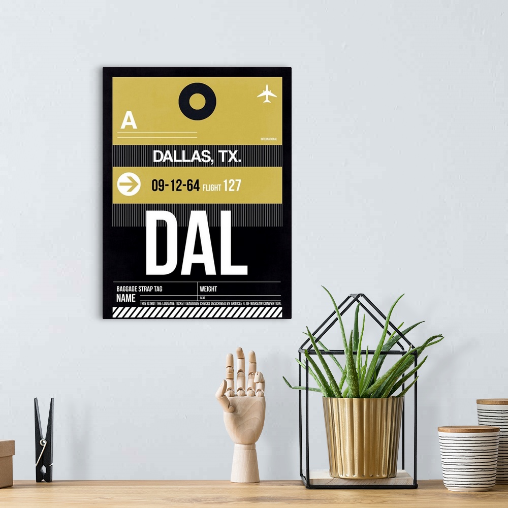 A bohemian room featuring DAL Dallas Luggage Tag II