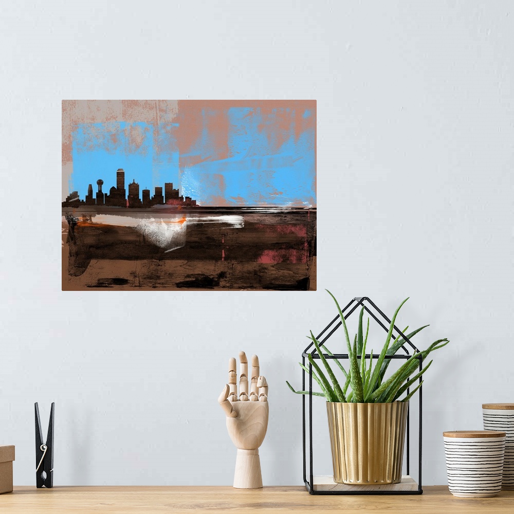 A bohemian room featuring Dallas Abstract Skyline I