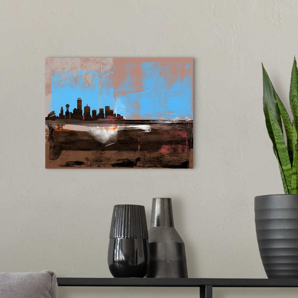 A modern room featuring Dallas Abstract Skyline I