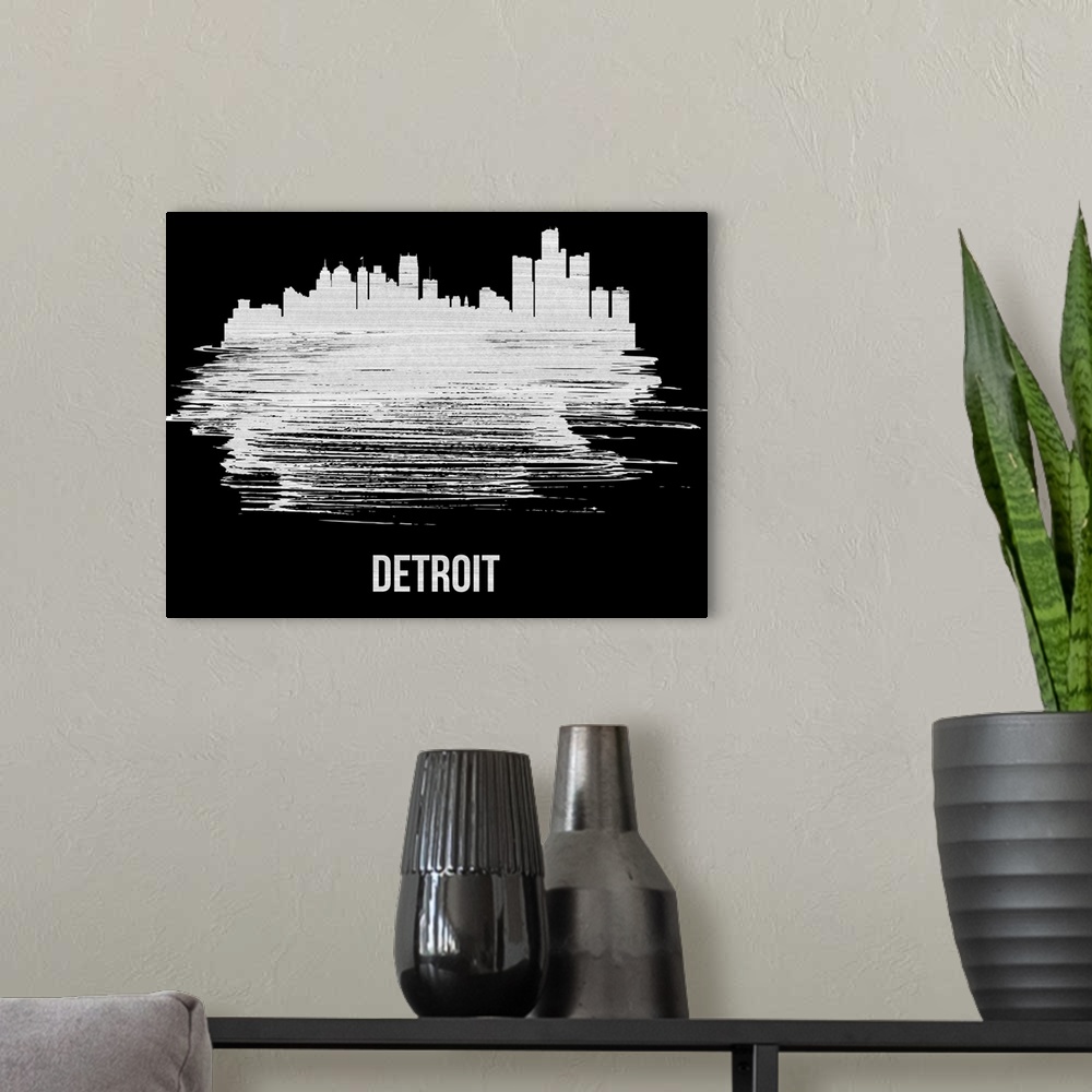 A modern room featuring Detroit Skyline