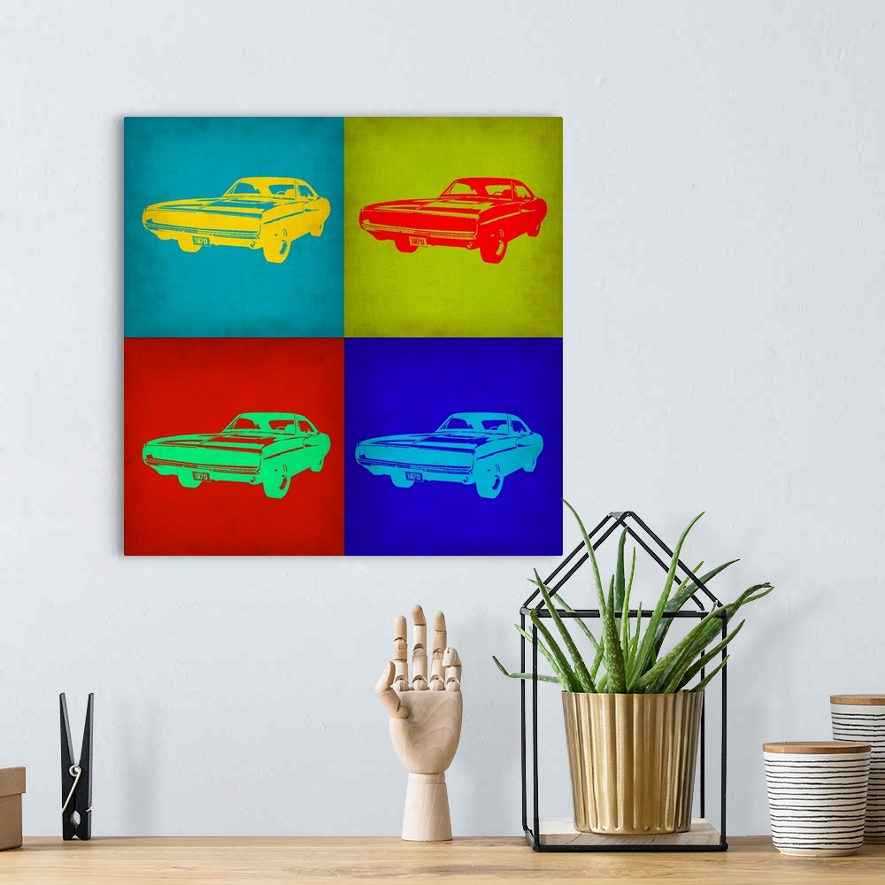 A bohemian room featuring Dodge Charger Pop Art I