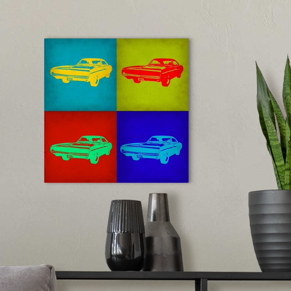 A modern room featuring Dodge Charger Pop Art I