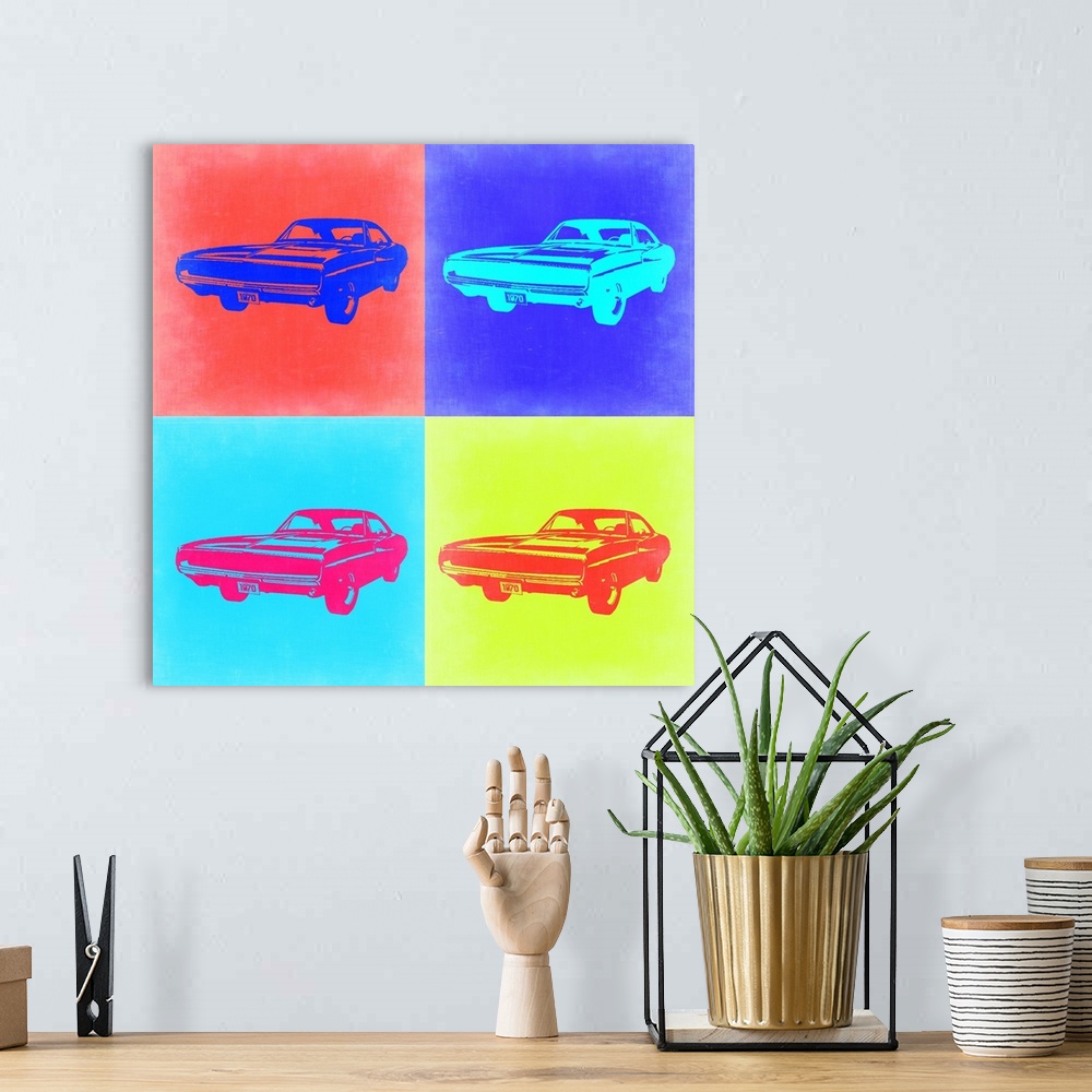 A bohemian room featuring Dodge Charger Pop Art II