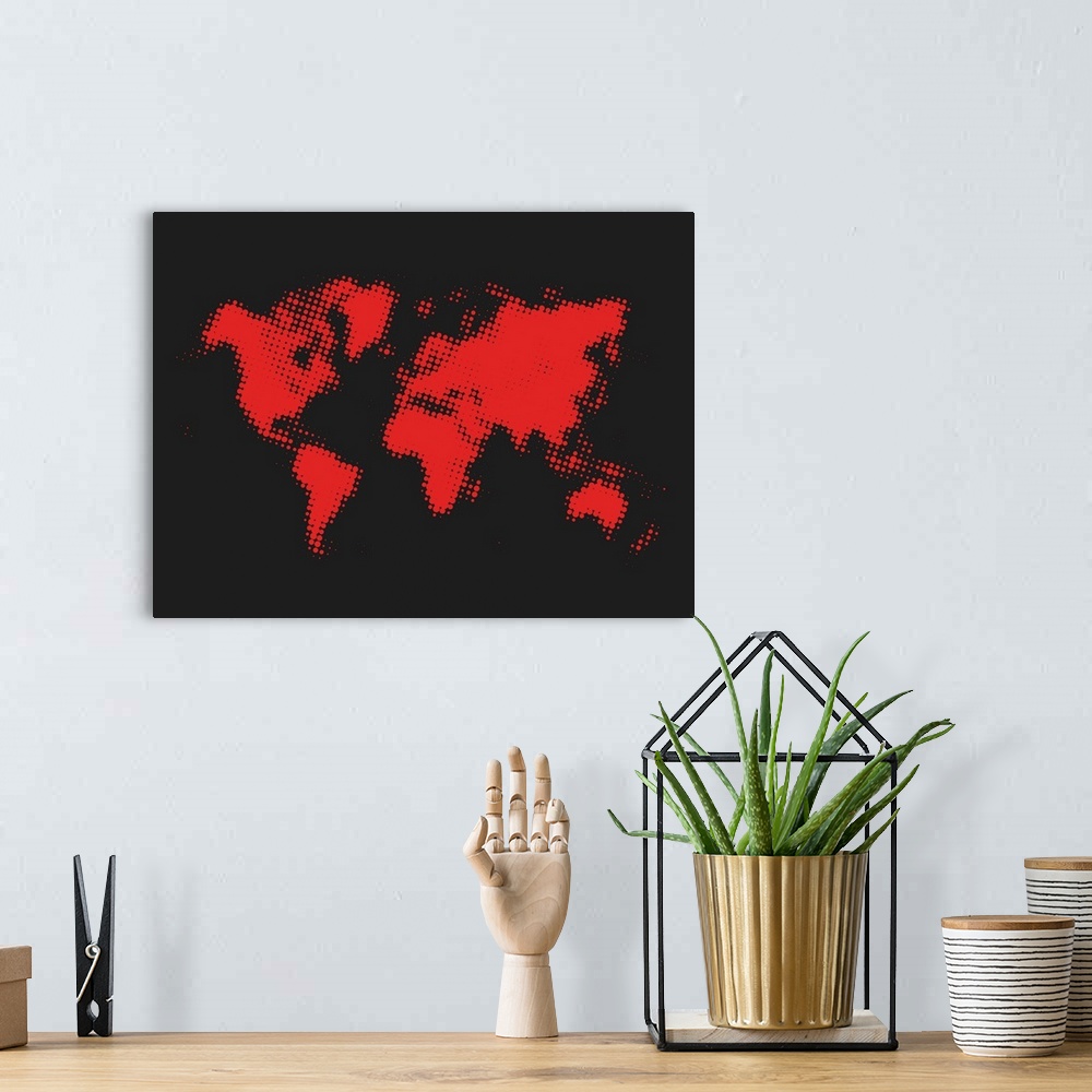 A bohemian room featuring Dotted Red World Map