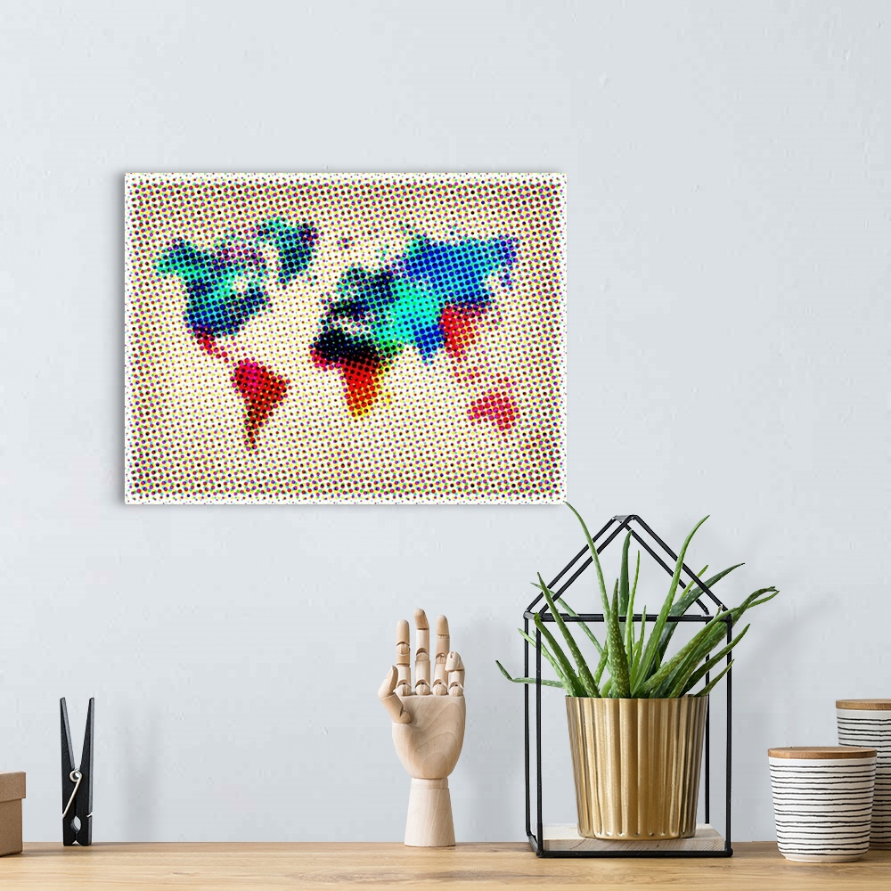 A bohemian room featuring Dotted World Map I