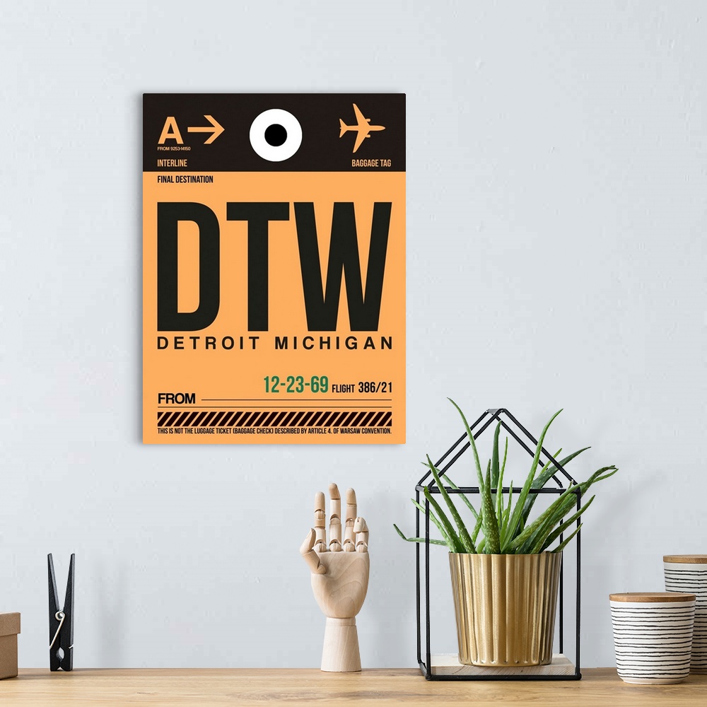 A bohemian room featuring DTW Detroit  Luggage Tag I