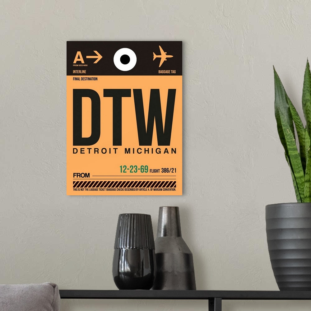 A modern room featuring DTW Detroit  Luggage Tag I