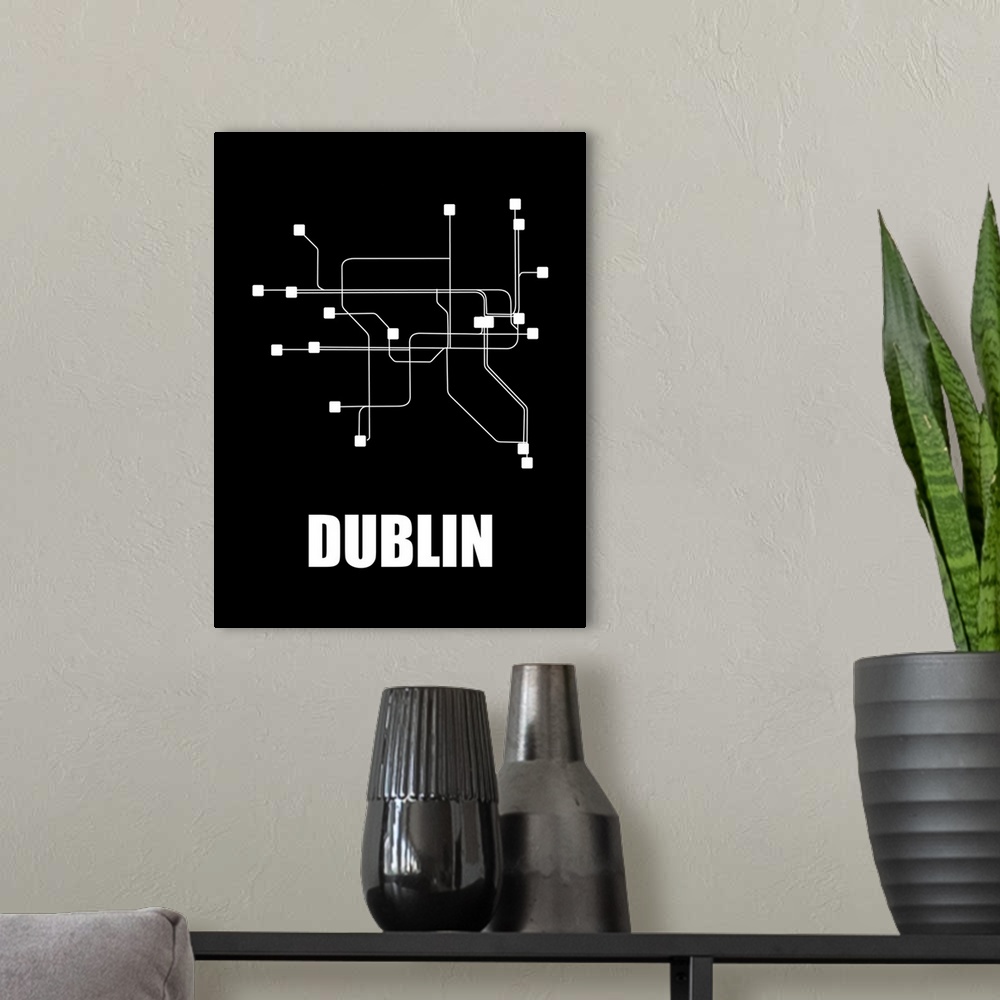 A modern room featuring Dublin Subway Map III