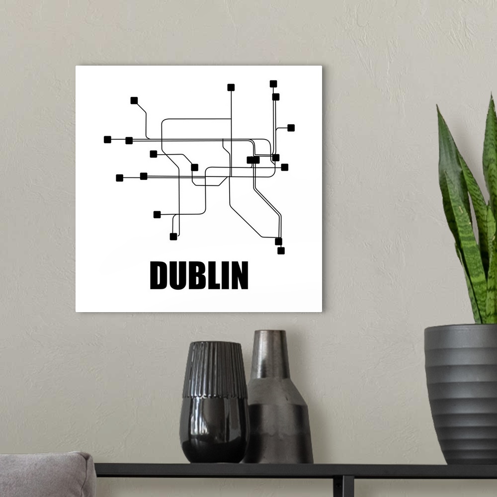 A modern room featuring Dublin White Subway Map