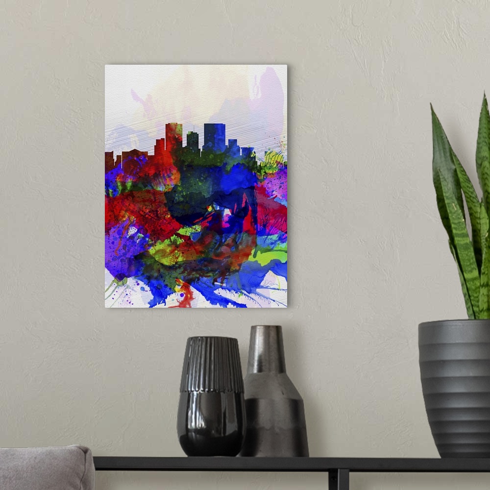 A modern room featuring El Paseo Watercolor Skyline