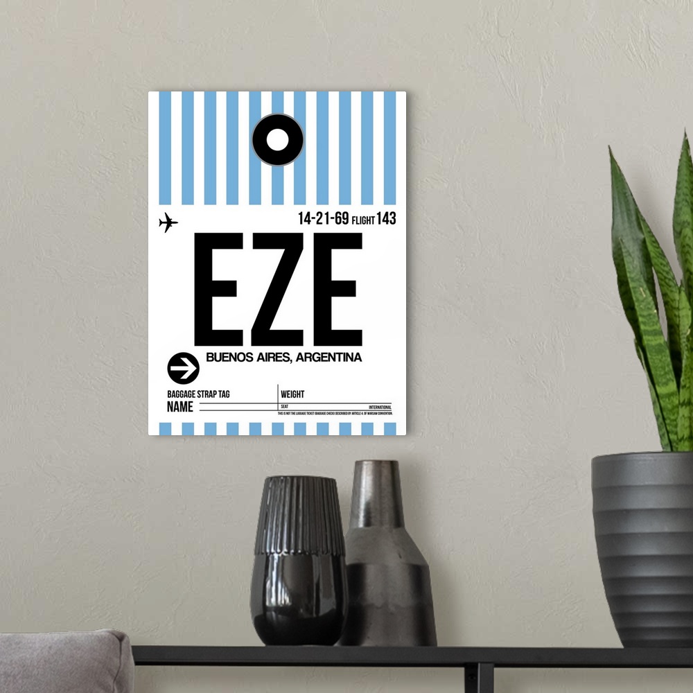 A modern room featuring EZE Buenos Aires Luggage Tag I