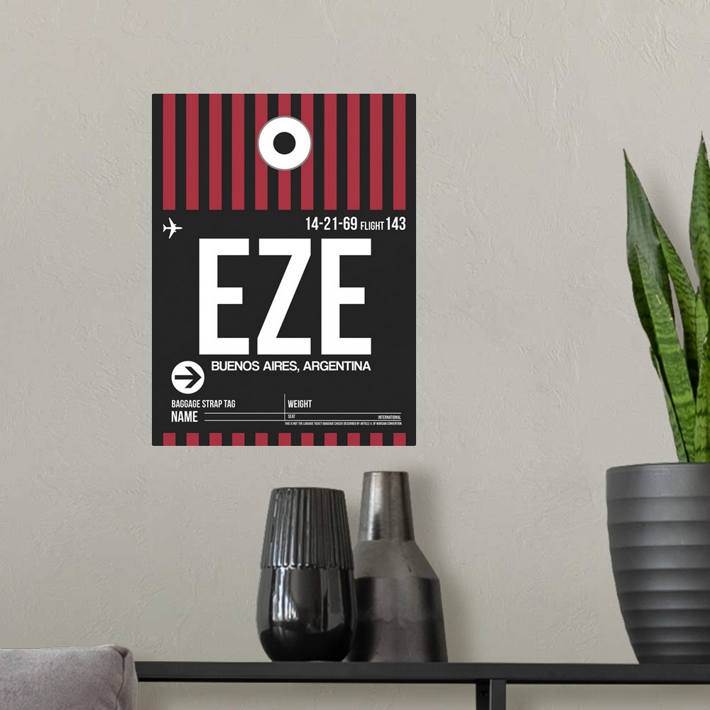 A modern room featuring EZE Buenos Aires Luggage Tag II